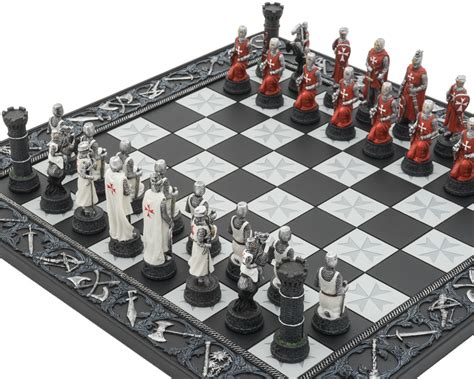 The Knights Templar Crusade Hand Painted Themed Chess Set By Italfama