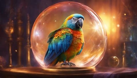 Parrot Magic Parrot With A Crystal Ball Fantasy Bird The Interior Of