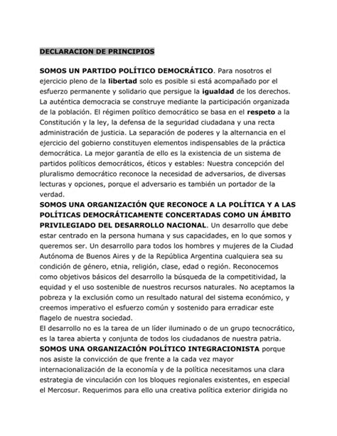 DECLARACION DE PRINCIPIOS SOMOS UN PARTIDO POLÍTICO