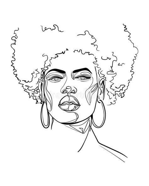 Black Woman Silhouette Portrait Line Artafrican American Wall Art