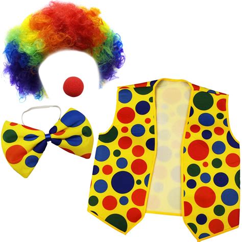 Clown Costume Clown Nose Clown Wig Bow Tie And Vest 4 Pc Clown