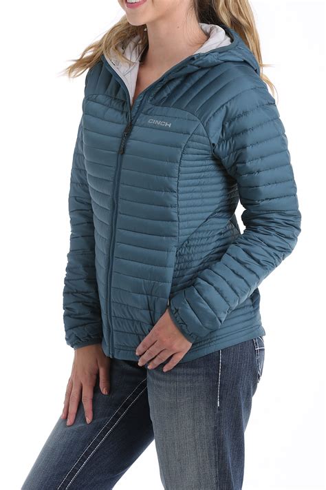 Cinch Jeans Womens Mid Weight Quilted Down Jacket Teal