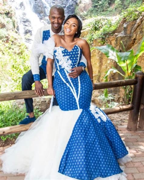 Lovely Shweshwe Dresses For Couples In Wedding Events Shweshwe Dresses African Traditional