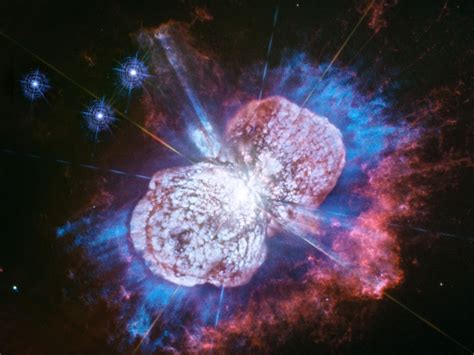 hubble captures cosmic fireworks at eta carinae—one of the biggest and brightest stars in the