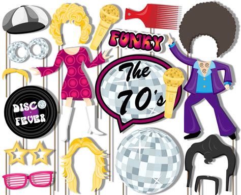 70s Disco Fever Decade Photo Booth Props 20pcs Assembled