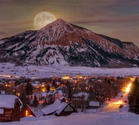 Full Moon Over Crested Butte Mountain Colorado Crested Butte