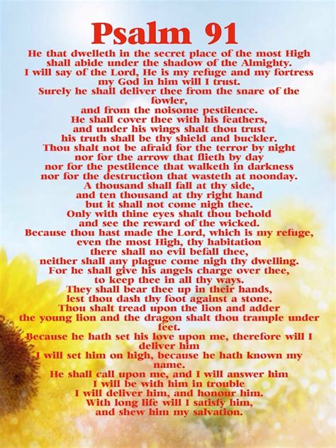 Printable Psalm 91 Prayer