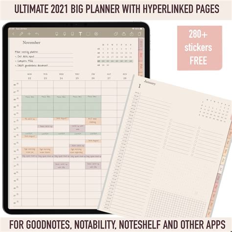 2021 Nude Ipad Planner Goodnotes Weekly Planner With Time Etsy