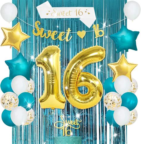 Sweet 16th Birthday Decorations for Girls Turquoise Teal  