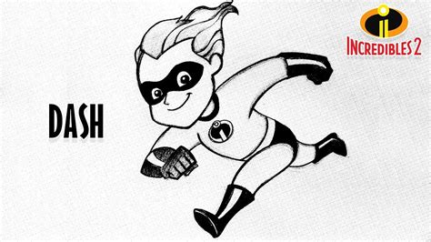 How To Draw Dash Dash Parr The Incredibles 2 Pixar Animation