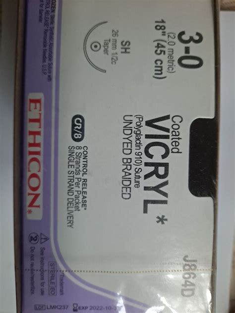 New Ethicon 3 0 Vicryl Sh J864d Sutures For Sale Dotmed Listing 4484946
