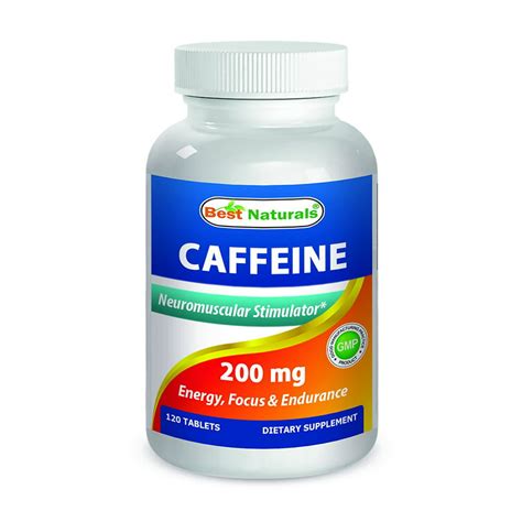 Best Naturals Caffeine Pills 200mg 120 Tablets Non Habit Proven No
