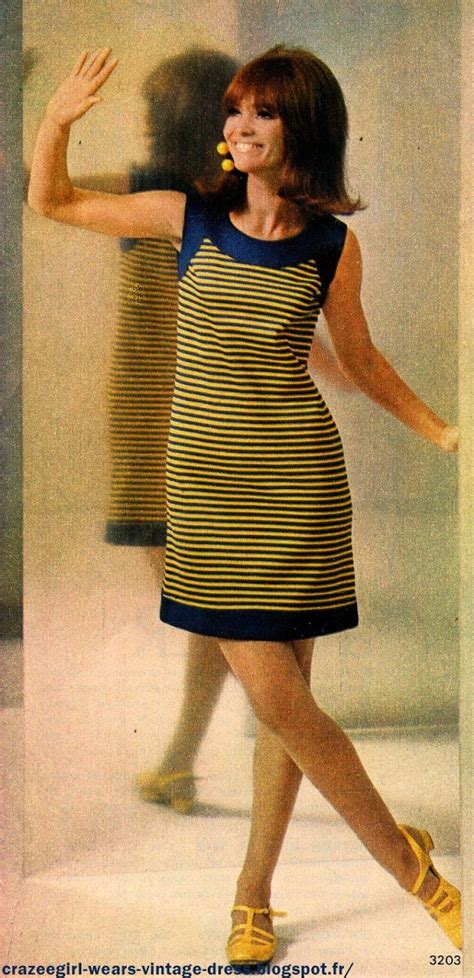 vintage 60s 1960 années 60 1967 mod twiggy gogo dress robe rayée rayure