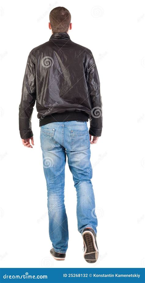 Back View Of Walking Handsome Man In Jacket Stock Photo Image Of