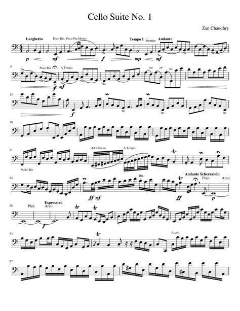 Cello Suite No 1 Sheet Music For Cello Solo