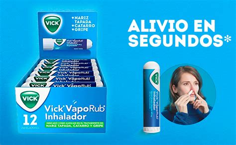 vick vaporub vaporub inhalador 197 mg para gripe y resfriado con aroma a mentol eucalipto