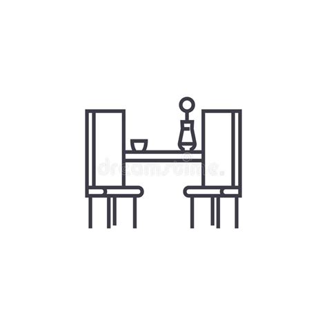 Dining Table Thin Line Icon Sign Symbol Illustation Linear Concept