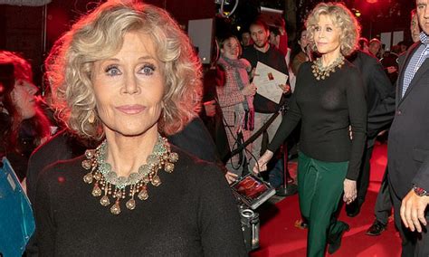 Jane Fonda Dons Simple Sweater And Green Palazzo Pants In Paris