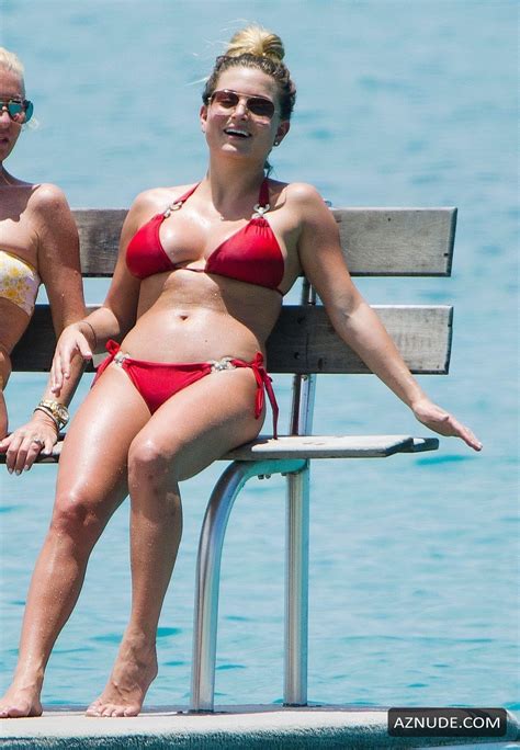 zara holland spotted on the beach in barbados donning a sexy red piece bikini 09 04 2019 aznude