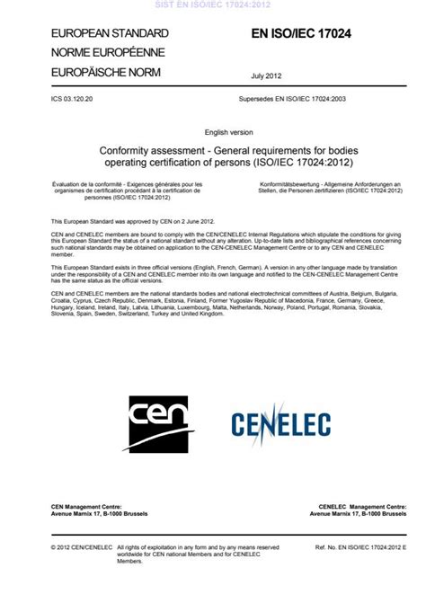 En Isoiec 170242012 Conformity Assessment General Requirements