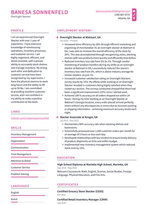 Walmart Overnight Stocker Resume Examples | ResumeCat