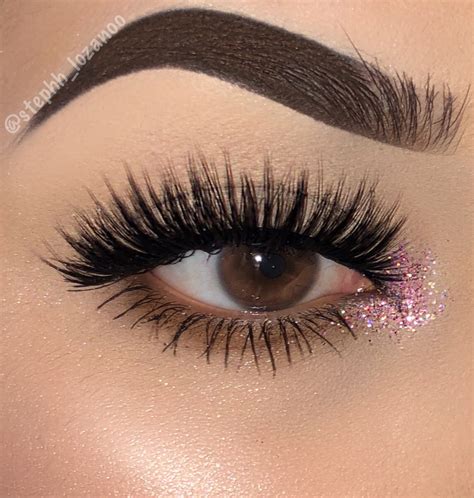 Pink Glitter Glittery Insta Makeup Eye Makeup False Eyelashes