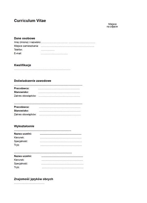 1 preparing for the secretarial interview. CV Curriculum Vitae | druk, formularz online