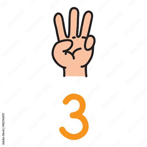 Kids Hand Showing The Number Three Hand Sign Stock Vector Adobe Stock