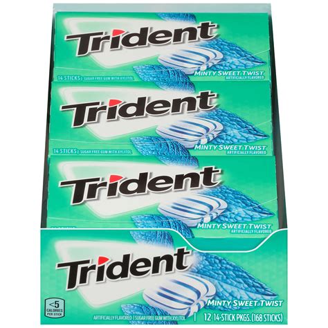 Trident Minty Sweet Twist Sugar Free Gum 12 Packs Of 14 Pieces 168
