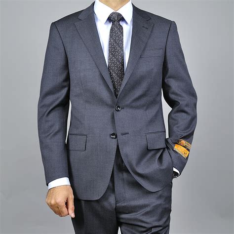 Shop Mens Dark Grey Slim Fit Wool Suit On Sale Free Shipping Today