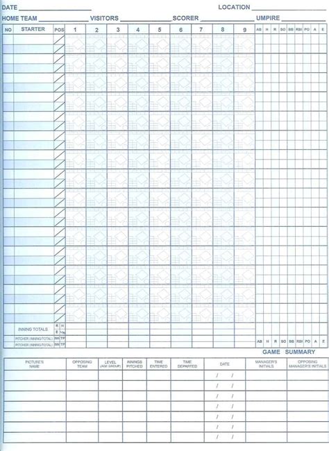 Free Printable Softball Score Sheets Printable Blank World