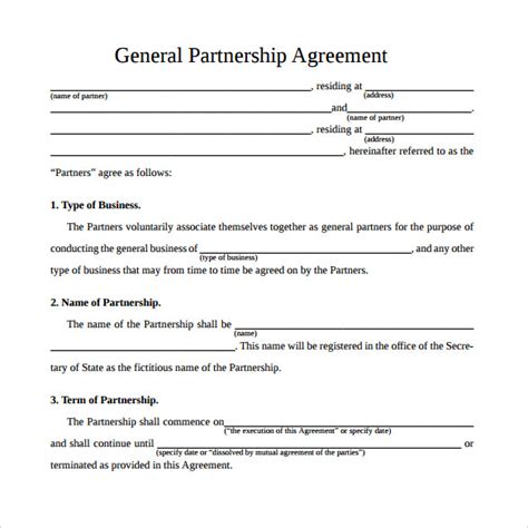 FREE 11+ Sample General Partnership Agreement Templates in PDF | MS Word