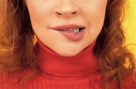 Premium Photo Biting Her Lip Woman Lower Face Bite Lips Lip Biting Anxious Habit Lip Care