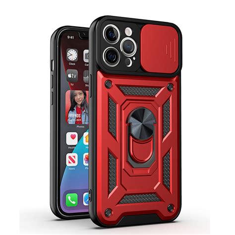 Iphone 12 Pro Max Case Dteck [military Grade] [360 Ring Kickstand And Slide Camera Protector