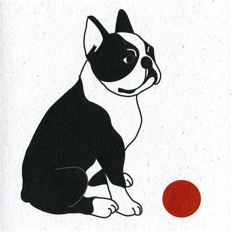 Illustrated Boston Terrier Blank Card By Kit And Sonny Dog Stencil