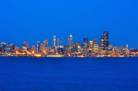 Seattle Skyline At Night From Alki Black Chick On Tour