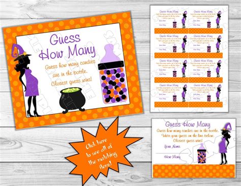Halloween Baby Shower Games Guess How Many Candies Game Printable