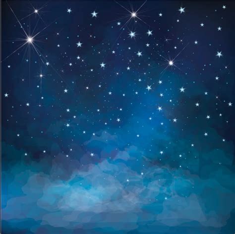 10x10ft Nuvens Céu Estrelado Estrelas Brilha Azul Escuro Personalizado