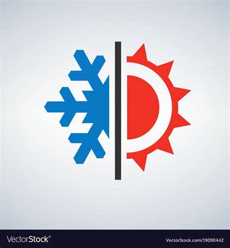 Hot And Cold Symbol Sun And Snowflake Royalty Free Vector