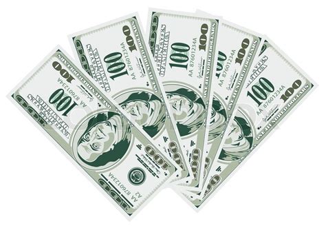 Five Hundred Dollar Bills Isolated On Stock Vector Colourbox