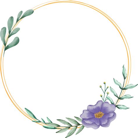 Hand Drawn Leaves On Gold Circle Frame 28694217 Png