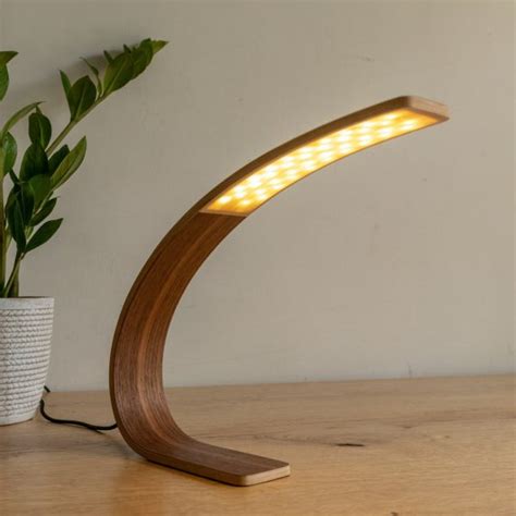 Small Led Desk Lamp For Minimalist Workspace Curved Bentwood Shape