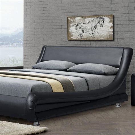 Italian Designer Faux Leather Bed Frame In Black