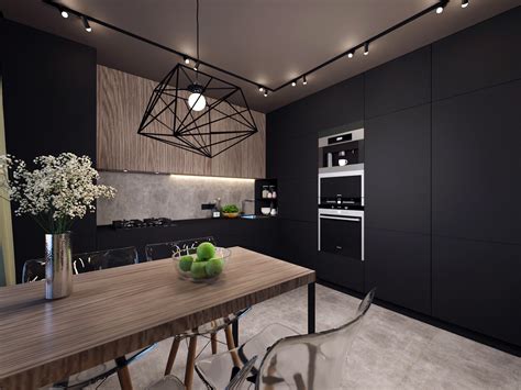 Black Apartment Kitchen Interior Design On Behance