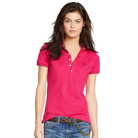 Lyst Polo Ralph Lauren Skinny Stretch Polo Shirt In Pink