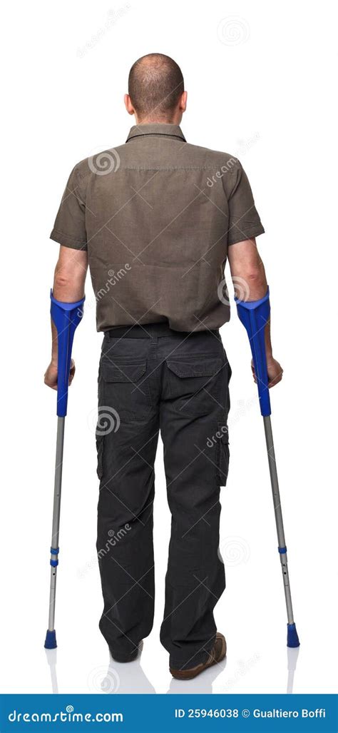 Man With Crutch Stock Photo Image Of Injury Medical 25946038