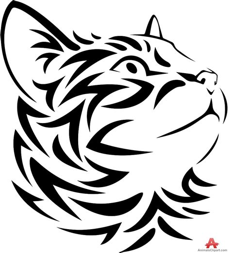 Tribal Clipart Cat Pencil And In Color Tribal Clipart Cat