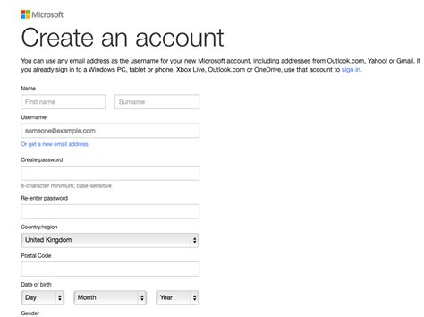 Microsoft Account Creating A Microsoft Account Gambaran