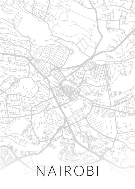 Kenya, the second highest mountain in africa at 17058 ft. Nairobi Kenya City Map Black and White Street Series Mixed ...