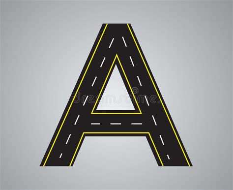 Alphabet Letter Road With White And Yellow Line Markings Highway